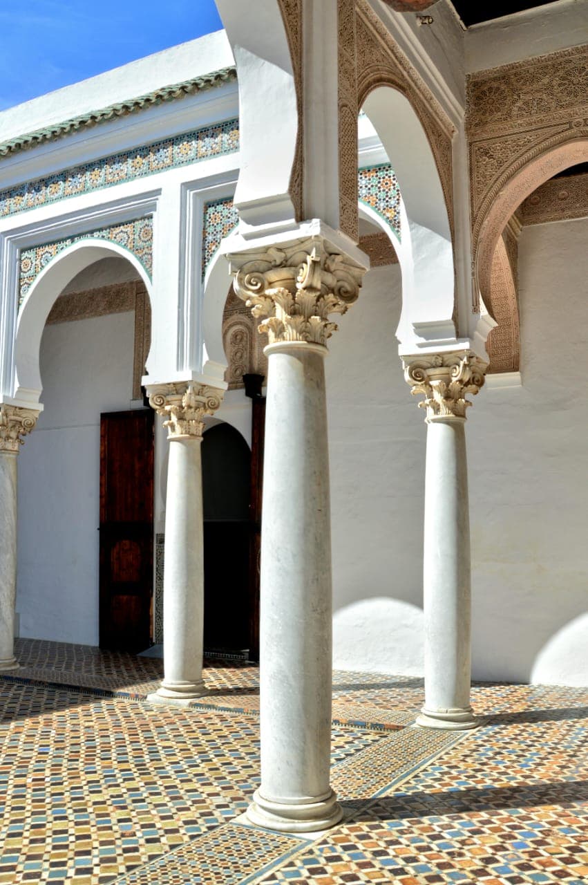Bahia palace Moroccan arches and columns courtyard marrakech 