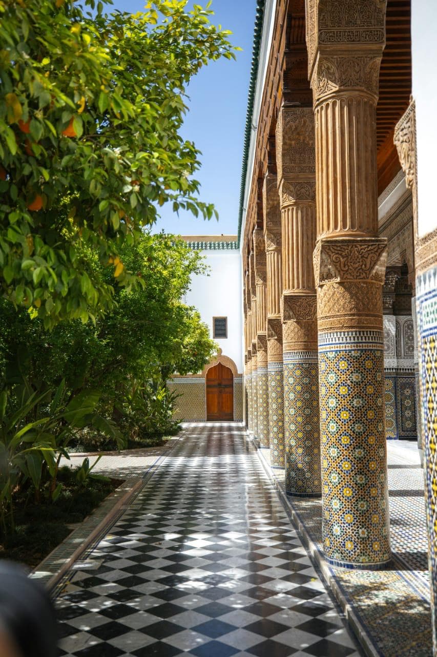 Buy tickets for Bahia Palace in Marrakech to explore stunning Moroccan architecture, carved cedar wood, and beautiful Andalusian gardens