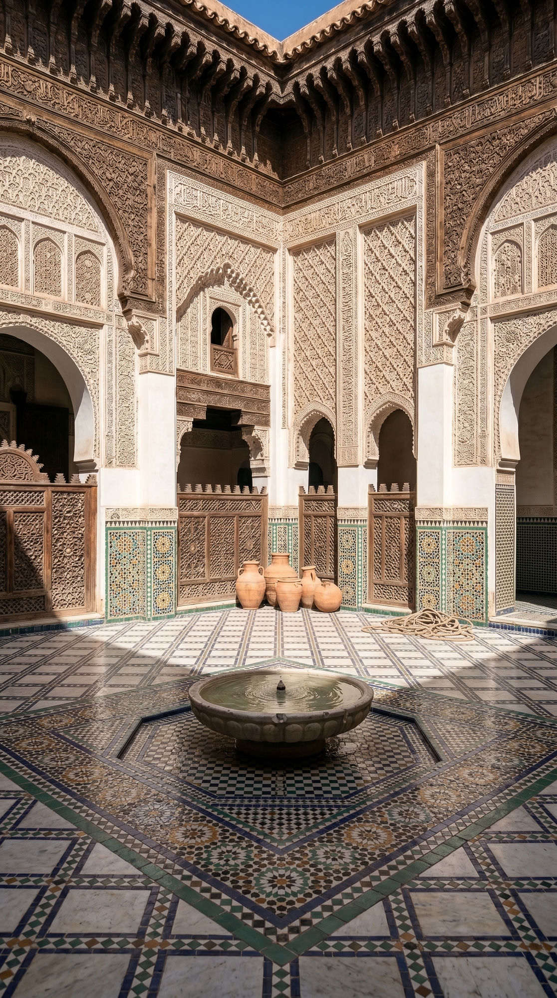 Bahia Palace inner courtyard with reflection pool, Marrakech