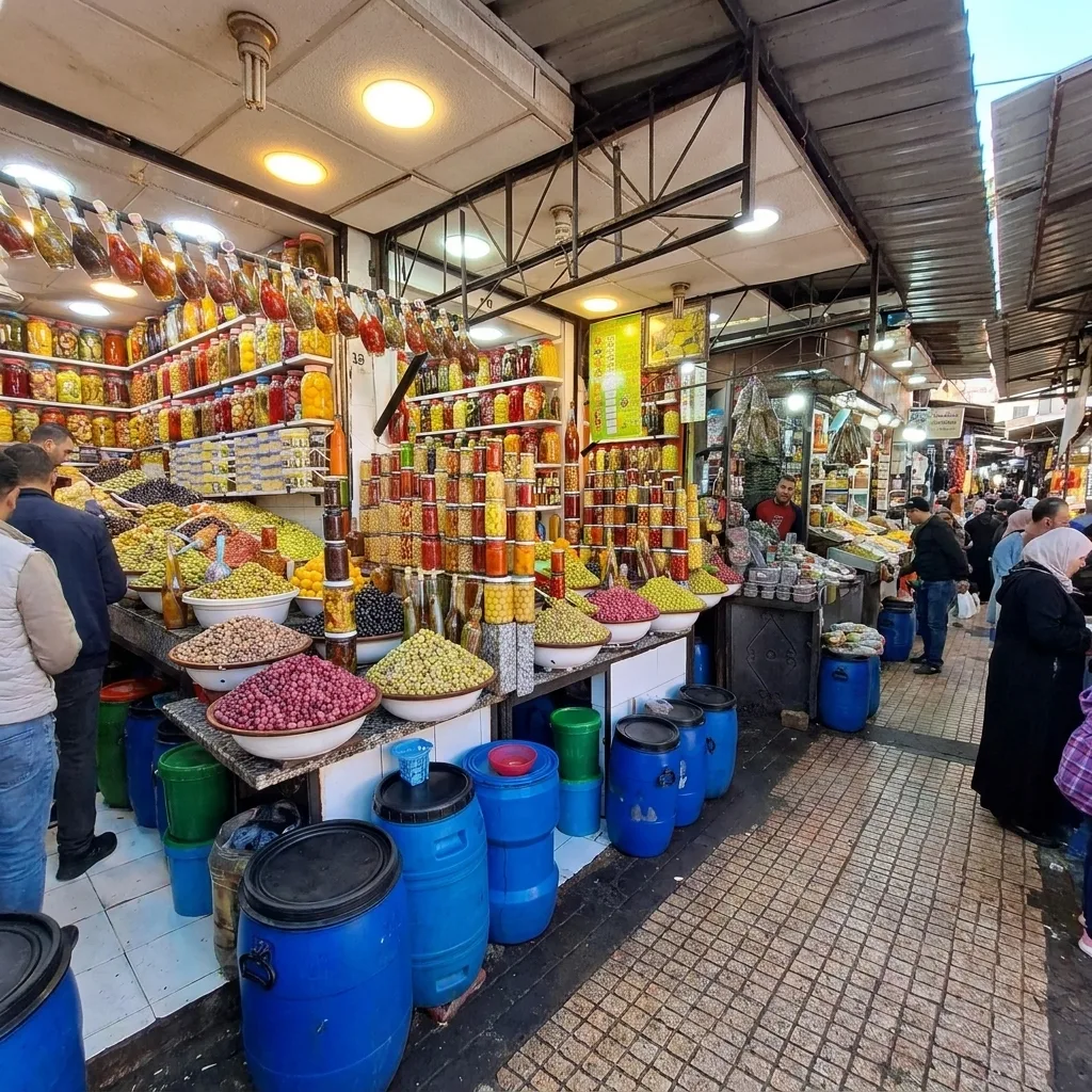 Luftaufnahme der südlichen Medina von Marrakesch mit dem Bahia Palast im Zentrum, dem Mellah-Viertel im Osten und dem Kasbah-Viertel im Südwesten, wo die besten Restaurants nahe dem Bahia Palast zu finden sind